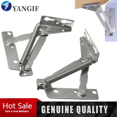 Lift Up Spring Hinge Heavy Duty Metal For Door Kitchen Cupboard Cabinet Silver • £9.94