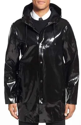 Premium Stylish Men's PVC Vinyl Hooded Long Coat Trench Raincoat • $79.99