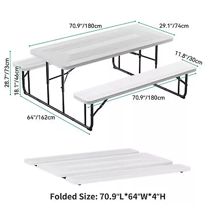 NEW Outdoor Picnic Table Chair Bench Set Family Camping Garden Steel Frame 6ft • $142.78