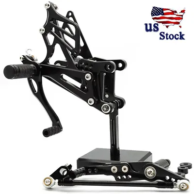 US CNC Adjustable Motorcycle Rearset Foot Pegs Black For Yamaha YZF R1 2007-2008 • $109.73