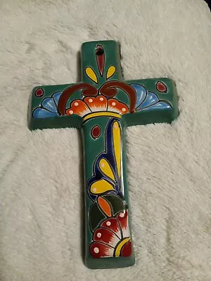 Talavera Cross Mexican Pottery Folk Art Wall Art Home Decor Multicolor 9x6” • $38