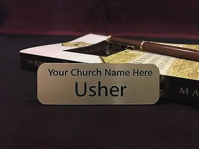 Church Name Tag 20 Custom Engraved Name Badges Magnet Back Free Engraving Sale • $49.98