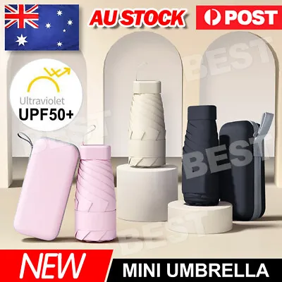Mini Pocket Umbrella Anti-UV Sun/Rain Windproof 6 Folding Ultra Light Umbrella • $16.95