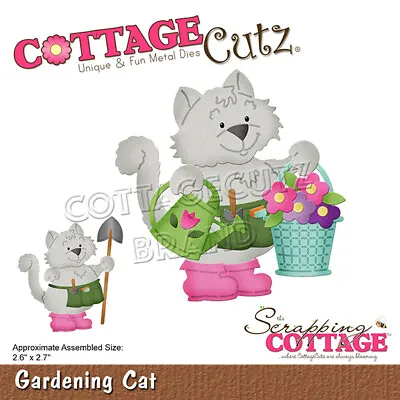 New Scrapping Cottage Cutz Metal Cutting Die Gardening Cat CC-742 • £17