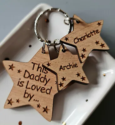 Personalised Fathers Day Gift Daddy Dad Grandad Keyring Gifts For Him Birthday • £9.99