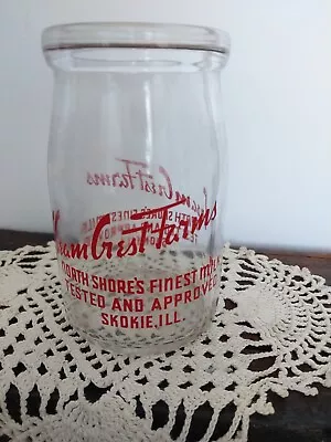 Cream Crest Farms Wide Mouth Milk Bottle Skokie Illinois  • $15