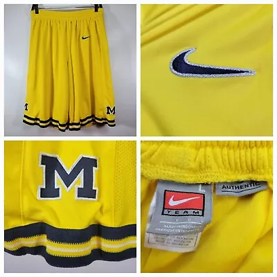 Vintage Nike Team Authentic Michigan Wolverines Basketball Shorts Fab 5 Size L • $104.32