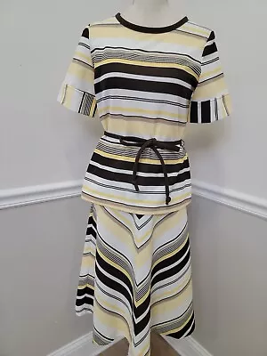 VTG '70s Polyester Striped Diagonal Hippie Mod Gogo Polyester Skirt Suit Kmart  • $32