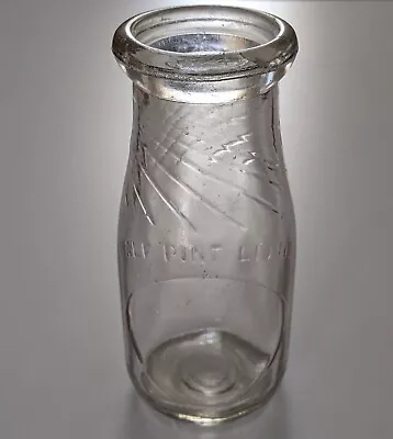 Early 1900s Dairy Bottle Half Pint Milk Cream Spiral Ribs Branded Vintage • $20