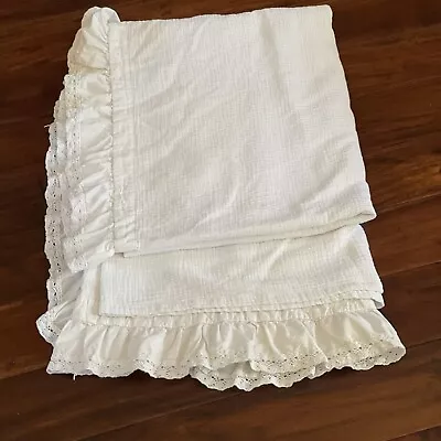 $60 • Buy Zara Home Twin Size -  Cotton Bedspread With Ruffle 62 X 97