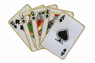 #3621 Royal Flush Poker Card Hand Gambling Embroidery Iron On Applique Patch • $3.99