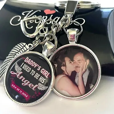 Personalised Photo Keyring Daddy's Girl Angel Memorial Memory Present Gift • £6.45