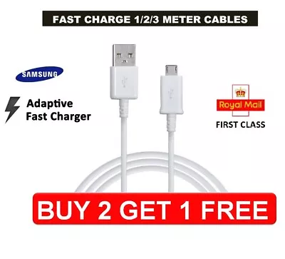 Genuine Samsung 1M 2M 3M Fast Charger Micro USB Data Cable Lead For S4 S5 S6 S7 • £0.99