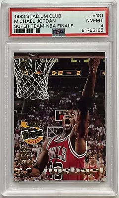 1993 Topps STADIUM CLUB NBA Super Teams MICHAEL JORDAN #181  PSA 8 NM-MINT !! • $21.95