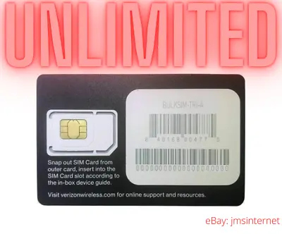 Verizon UNLIMITED Data 4G LTE & 5G SIM Plan 4 RV & Home Internet $99/month • $13.98