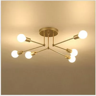 Modern Brass 6 Heads Chandelier Pendant Lighting Ceiling Lights Study Room Lamp • $46.48