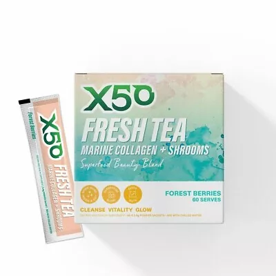 X50 Fresh Tea Marine Collagen + Shrooms Forest Berries 60 Serves • $54.90