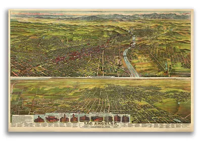 1894 Los Angeles California Vintage Old Panoramic City Map - 16x24 • $12.95