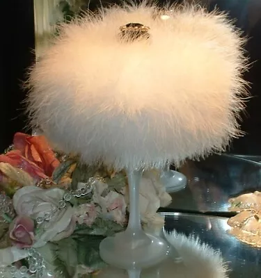 TUXEDO Perfumed Body Dusting Powder Feather Trimmed Puff With Stand Vanity Set • $54.95