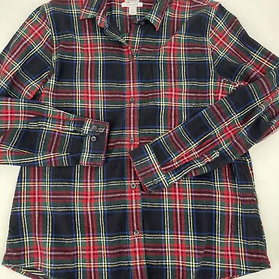 LL Bean Mens Size Large L Flannel Long Sleeve Button Up Shirt Relaxed Fit Plaid • $16.99