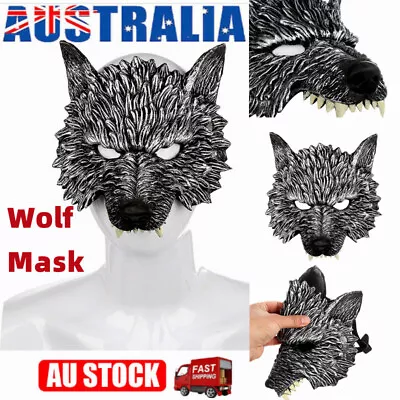 Wolf Half Face Mask Cosplay Costume Masquerade Props For Kids Adult Headgear New • $14.60