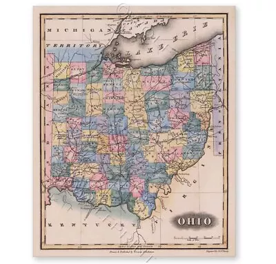 1823 Ohio Historic Map Counties Michigan Territory  20 X 24 Or 24 X 30 • $14.89