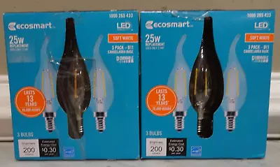 Ecosmart LED Candelabra Base B11 Dimmable 25-Watt REP Light Bulbs 2 - 3 Pack • $9.99