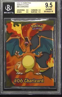 2000 Topps Pokemon TV Animation Series 2 06 Charizard Clear Pokémon Card BGS 9.5 • $175