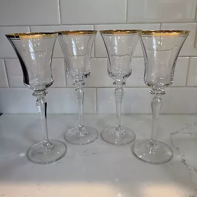 SET OF 4 Mikasa Jamestown Gold Crystal Goblets  T2703/001 Water/Wine 8 3/4  • $39.99