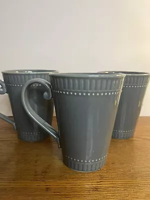 3 Mikasa Italian Countryside Coffee Mugs Cups Gray /Graphite Set Of 3 • $15