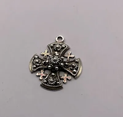 Vintage Sterling Silver Jerusalem Maltese Crusader Cross Pendant Ornate 4.1g • $54