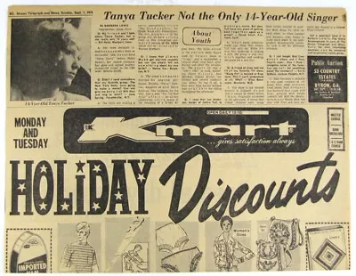 Vintage 1974 KMART With Tanya Tucker 14 Yr Old Singer Newspaper Print Ad • $9.97