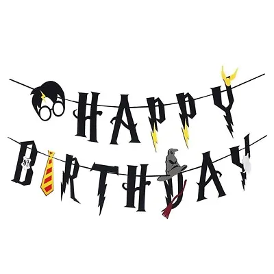 Harry Potter Happy Birthday Banner Bunting Garland Flag Hanging Party Decoration • £3.95