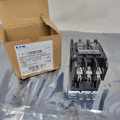 NEW - Eaton C25DND330B 30 Amp 208/240 VAC 3 Pole Definite Purpose Contactor W2 • $25.61