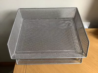 Mesh Desk Tidy Multi Functional Organizer File Tray Folder Holder Rack 2PK Silve • £12