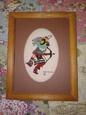 Kachina Spirit Needle Point Framed Wall Art Vintage Pueblo/Hopi American Indian • $28