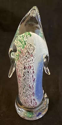 Murano Mulitcolor Penguin With Label. 6”x2”- Weighs 14 Ounces. Please Read. • $19.99