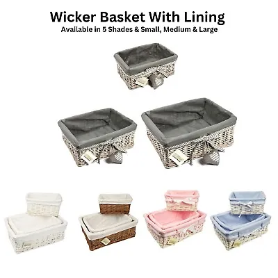 Wicker Storage Basket With Lining Season Greetings Gift Hamper In SmlMed Or Lrg • £11.99