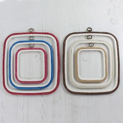 Nurge Embroidery Flexi Hoop Square Cross Stitch Display 3 Sizes 6 Colours • £5.15