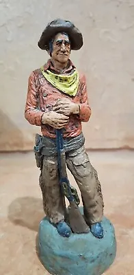 Michael Garman  Cowboy Holding His Rifle Hand Painted 10  Sculpture Statue 1971 • $45