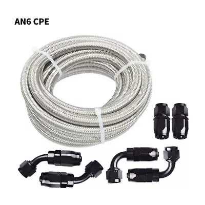 10FT AN6 -6AN AN-6 3/8  Fitting Stainless Steel Braided Oil Fuel Hose Line Kit • $32.29