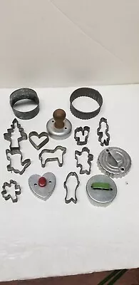 15 Vtg Assorted Tin Metal Cookie Donut Biscuit Cutters • $49.99