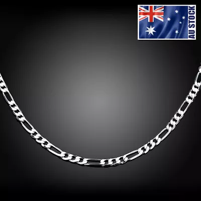 $6.99 • Buy 925 Sterling Silver Filled 4MM Classic Figaro Chain Necklace Wholesale 16  - 30 