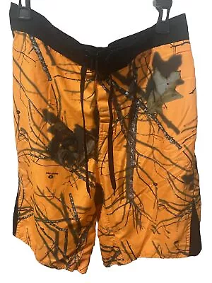 Mossy Oak Mens Swim Trunks Board Shorts Cargos W/Pocket CAMO XL  Orange • $9.60