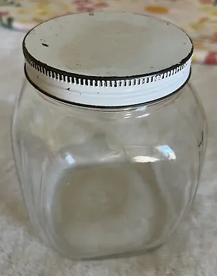 Vintage Hazel Atlas Square Pantry Jar Metal Screw On Lid • $9.99