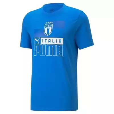 Puma Italy Soccer Ftblcore Crew Neck Short Sleeve T-Shirt Mens Blue Casual Tops • $12.99