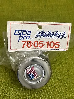 NOS Vintage USA US AMERICAN FLAG Chrome ALL METAL Bicycle Bell CYCLE PRO Nishiki • $39.99