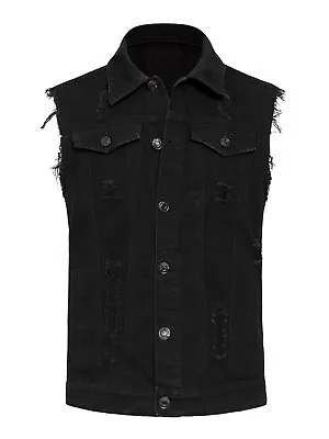 Victorious Men's Washes Distressed Denim Vest Sleeveless Jacket S~5XL -DK101 • $37.95