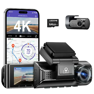 AZDOME4K+1080P Dual Dash Cam Night Vision Parking Mode 64GB Card WiFi GPS Camera • $169.99