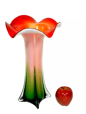 Large Murano Glass Trumpet Morning Glory Vase • $124.99